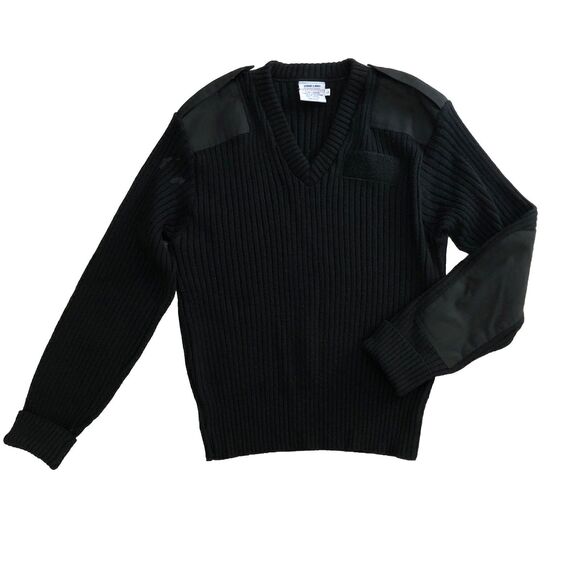 Scharf & Breit Wool V Neck Sweater Mens Sz L Military Elbow Shoulder Patches USA - Picture 10 of 15